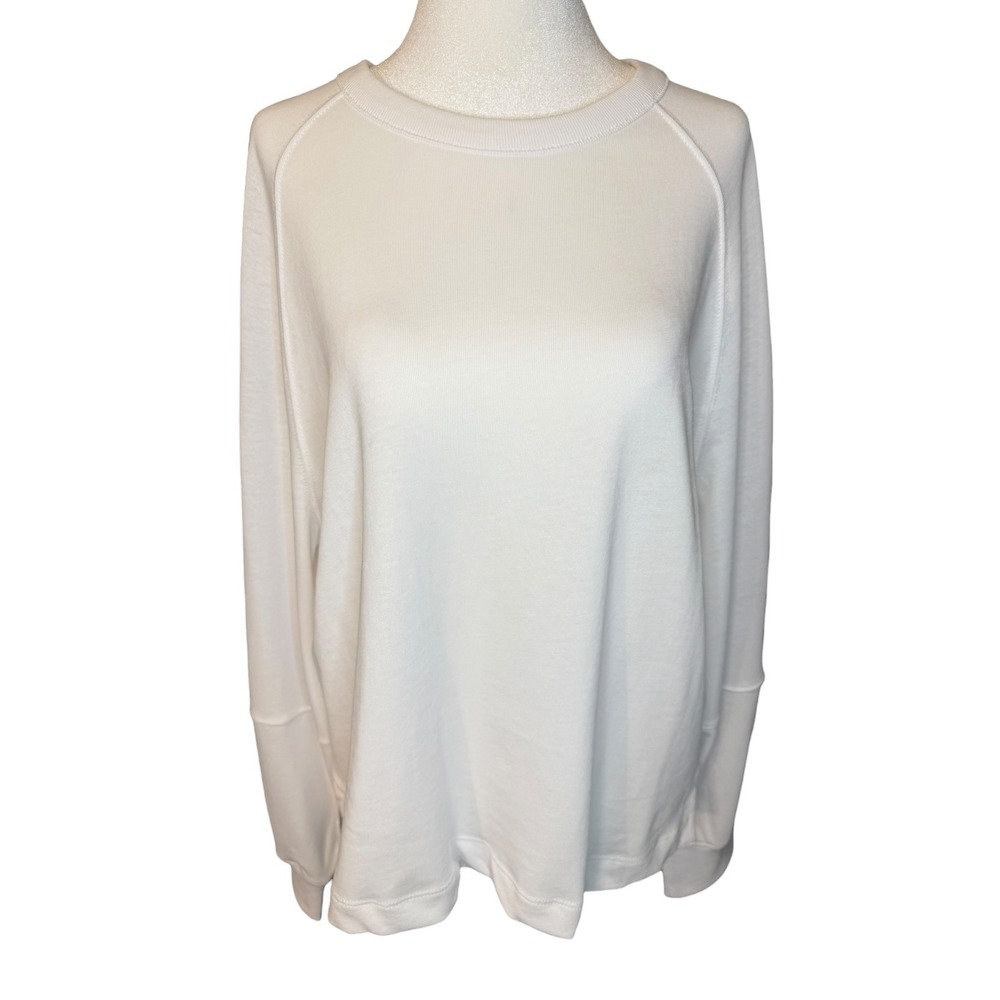 Madewell Women White Cotton Relaxed Long-Sleeve Raglan Tee NT718 Medium NEW